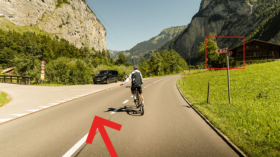 Turn left / follow the bike path sign – image 1